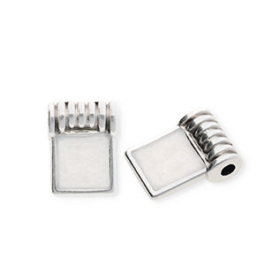 Metaal bedels DQ&reg; square Antiek zilver-pearl white (nikkelvrij)