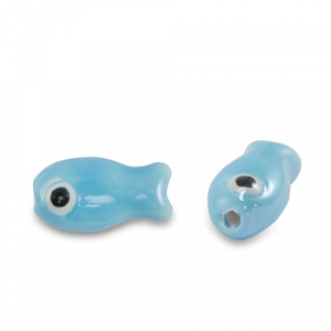 Keramiek kralen fish Sky blue