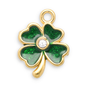 Bedels van Stainless steel Roestvrij staal (RVS) clover Gold-dark green