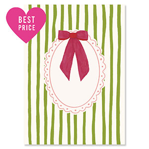 BY31&reg; Kaartjes voor sieraden decorative frame with bow Ivory white-green-white-magenta pink