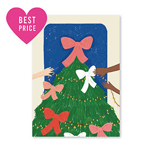 Kaartjes voor sieraden christmastree Green-blue-pink