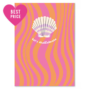 Kaartjes voor sieraden "let's shellabrate" Orange-pink