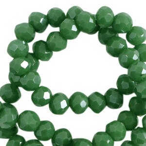 Facet kralen top quality disc 4x3 mm Cadmium green-pearl shine coating