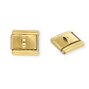 Italian charms losse schakels van Stainless steel Roestvrij staal(RVS) with loop Gold