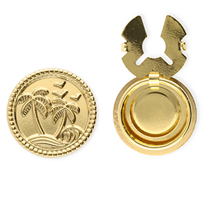 Button covers van Stainless steel Roestvrij staal (RVS) round with palmtree Gold