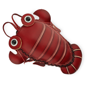 Leren portemonnee lobster Red-sand beige-black-white
