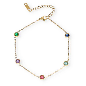 Enkelbandjes van Stainless steel Roestvrij staal (RVS) crystal Gold