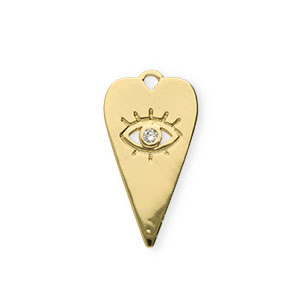 TQ metaal brass bedel Alziend Oog strass Goud