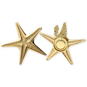 Button covers van Stainless steel Roestvrij staal (RVS) starfish Gold