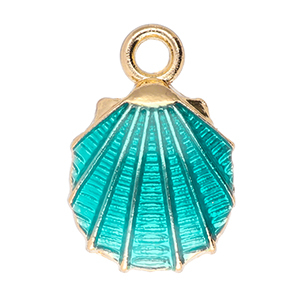 Metaal bedels shell Gold-teal green