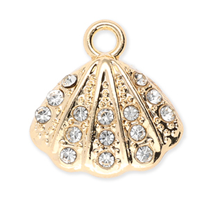 Metaal bedels shell with strass Gold-transparent