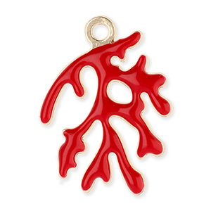 Metaal bedels coral Gold-red