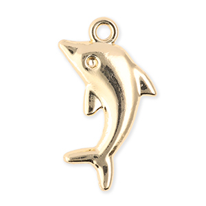Metaal bedels dolphin Gold