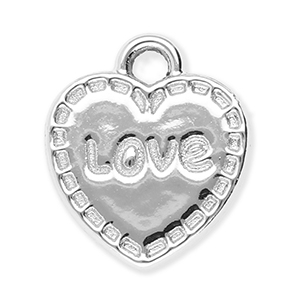 Metaal bedels heart "Love" Silver