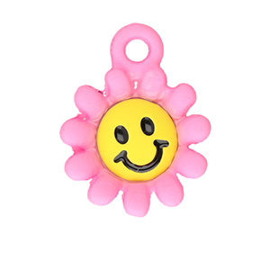 Metaal bedels flower Pink-yellow