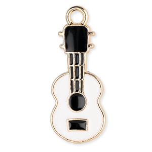 Metaal bedels guitar Gold-white-black