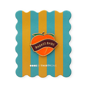 BY31&reg; Kaartje met pin "Badass babe" Teal blue-burnt orange-salmon pink-bordeaux-gold