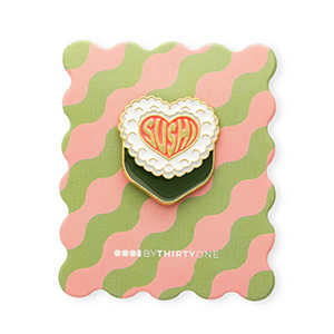 BY31&reg; Kaartje met pin "Sushi" Dark green-coral pink-white-grey-gold