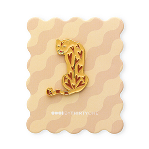 BY31&reg; Kaartje met pin leopard Beige-brown-red-gold