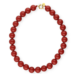 BY31&reg; kettingen van 16mm acryl kralen shiny Salsa red 18-1657 TCX-gold