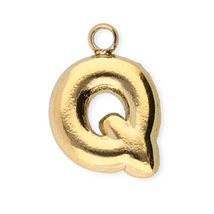 Bedels van Stainless steel Roestvrij staal (RVS) letter Q Gold