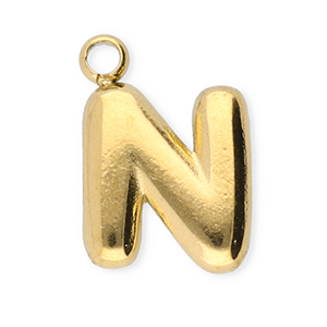 Bedels van Stainless steel Roestvrij staal (RVS) letter N Gold