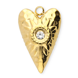 Bedels van Stainless steel Roestvrij staal (RVS) heart Gold-transparent