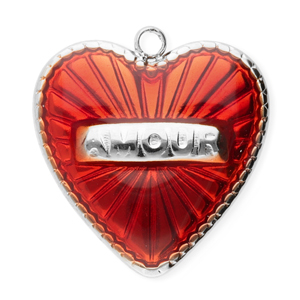 Bedels van Stainless steel Roestvrij staal (RVS) heart Silver-red