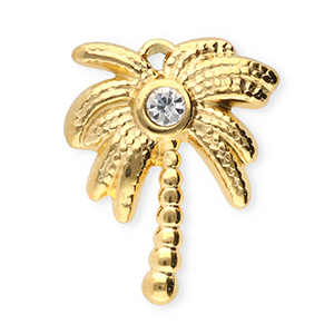 Bedels van Stainless steel Roestvrij staal (RVS) palmtree Gold-transparent