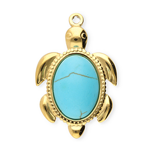 Bedels van Stainless steel Roestvrij staal (RVS) turtle Gold-blue