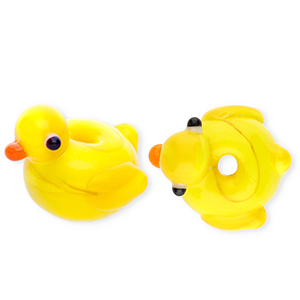 Glaskralen handgemaakt duck Yellow-orange-white-black