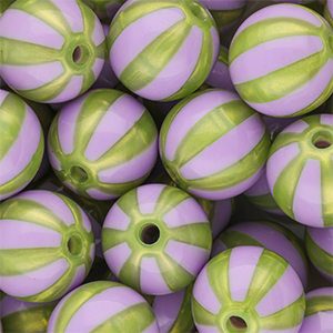 16 mm kralen van DQ&reg; acryl met strepen Purple-olive green