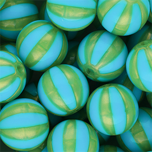 16 mm kralen van DQ&reg; acryl met strepen Blue-green