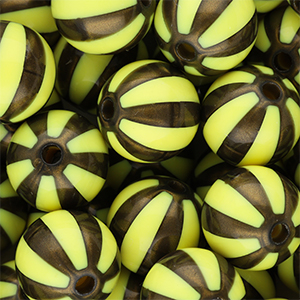 16 mm kralen van DQ&reg; acryl met strepen Yellow-golden brown