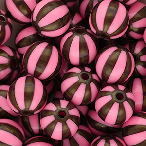 12 mm kralen van DQ&reg; acryl met strepen Pink-golden brown