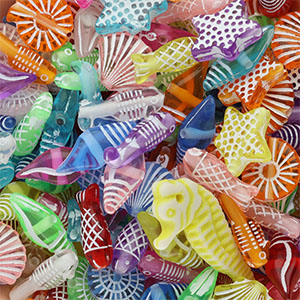 Kralen van acryl sea life Transparent multicolour-white