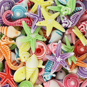 Kralen van acryl sea life Multicolour-white