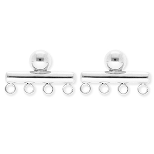 BY31&reg; Benodigdheden van Stainless steel Roestvrij staal (RVS) oorbellen&nbsp;/&nbsp;oorstekers bar with 4 loops Silver