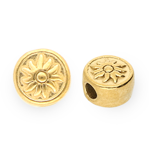 Kralen van stainless steel Roestvrij staal (RVS) disc with sun Gold