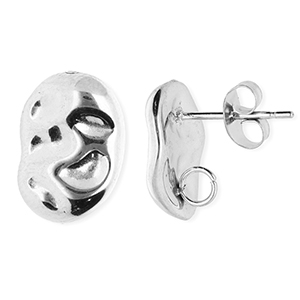 Benodigdheden van Stainless steel Roestvrij staal (RVS) oorbellen / oorsteker oval with loop Silver