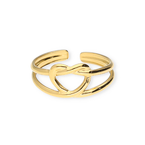 Ringen van Stainless steel Roestvrij staal (RVS) heart Gold