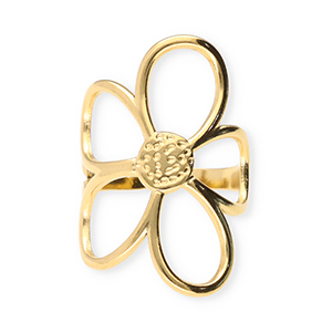 Ringen van Stainless steel Roestvrij staal (RVS) flower Gold