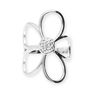 Ringen van Stainless steel Roestvrij staal (RVS) flower Silver