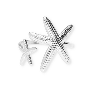 Ringen van Stainless steel Roestvrij staal (RVS) starfish Silver