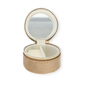 Reisdoosje voor sieraden met spiegeltje round Brown