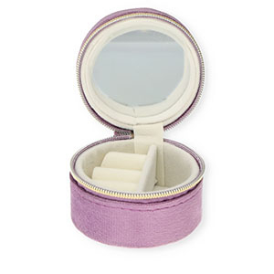 Reisdoosje voor sieraden met spiegeltje round Purple