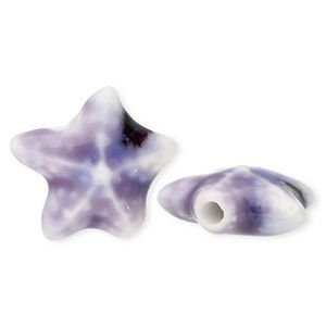 Keramiek kraal starfish Purple-blue
