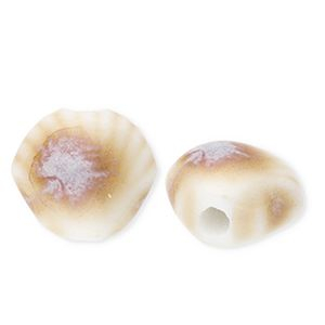 Keramiek kraal shell Off white-light brown