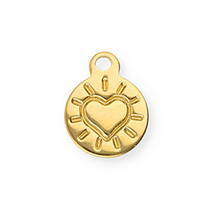 Bedels van Stainless steel Roestvrij staal (RVS) round with heart Gold
