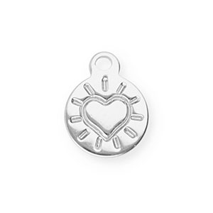 Bedels van Stainless steel Roestvrij staal (RVS) round with heart Silver